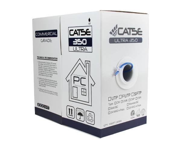 Cat5e Unshielded Bulk Ethernet Cable, Indoor, cm Rated, UTP, 24 AWG White T83190