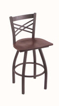 Pewter Swivel Stool with Dark Cherry Oak Seat W1688