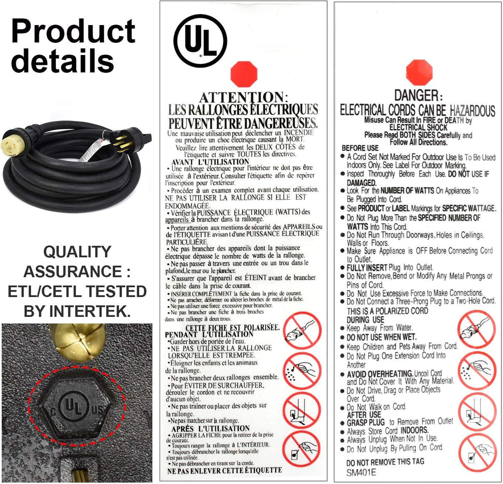 30FT 50A Heavy Duty RV Power Adapter Cable W537061