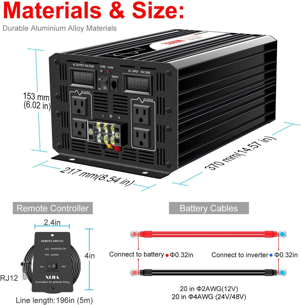 1500W Pure Sine Wave DC 12V to AC 120V Inverter I380981