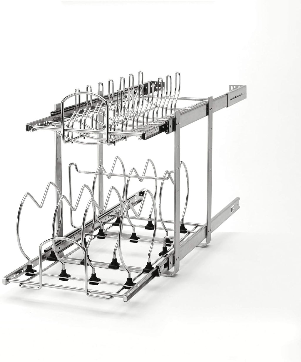 12-Inch 2-Tier Wire Pull Out Kitchen Cabinet Organizer, Chrome L63072