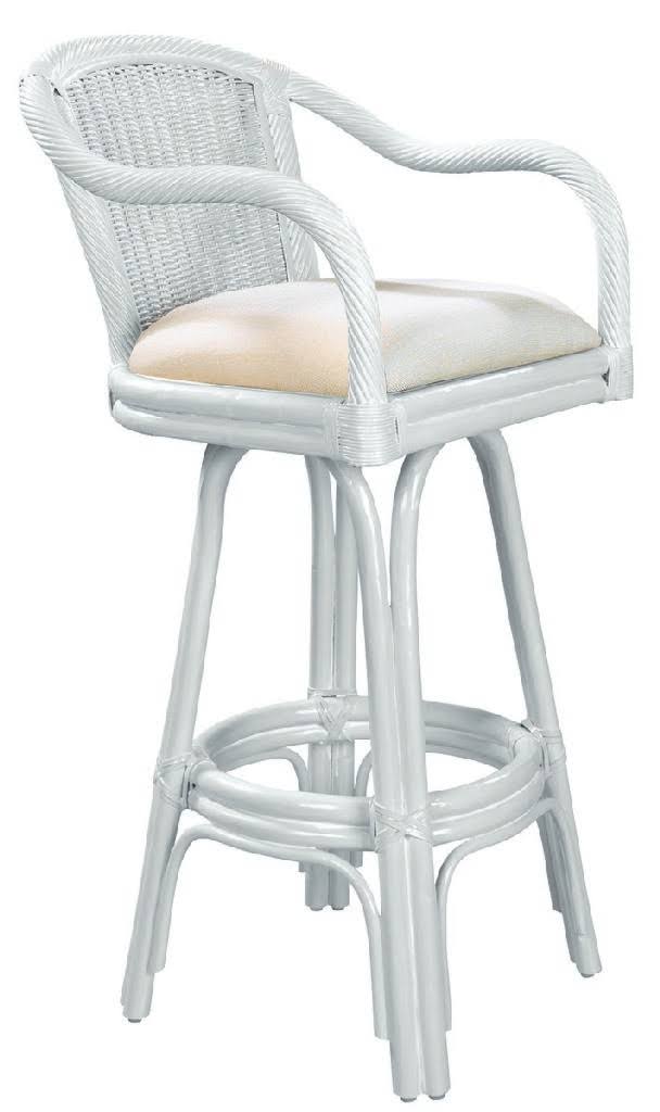 Whitewash Rattan & Wicker Swivel Counterstool F670805