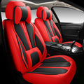 Leather Car Seat Covers Full Set 5 Seats Red O723945