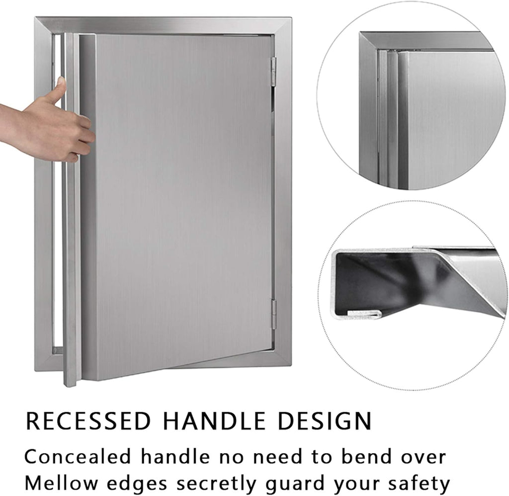 Single BBQ Access Door 304 Stainless 17 W x 24 H W9006