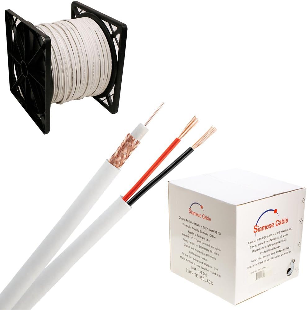 Coaxial Siamese Cable 1000 FT Black U2978