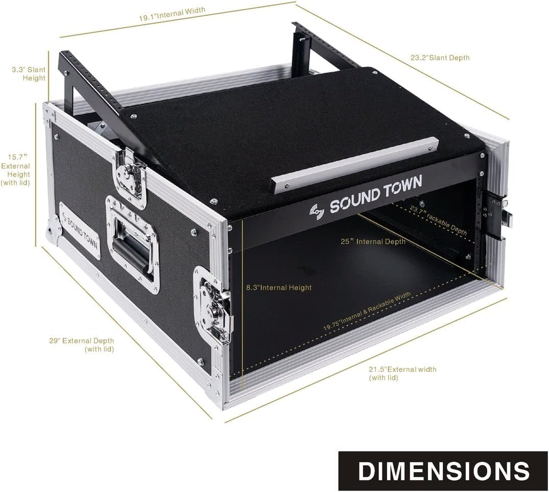 4U PA DJ Pro Audio Rack Case with 13U Slant Mixer Top O264549