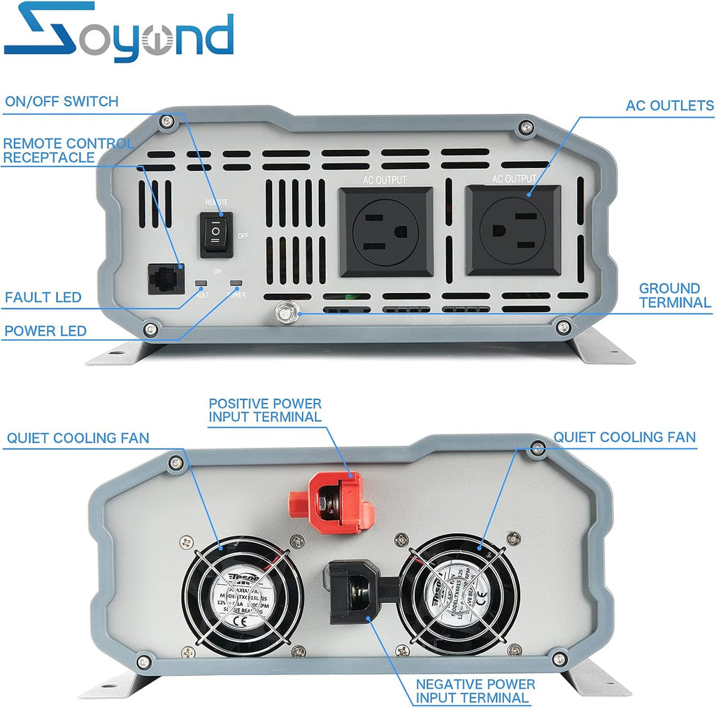 Pure Sine Wave 2000 Watt Power Inverter with Remote Controller X573107