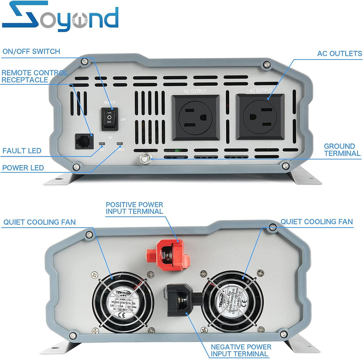 Pure Sine Wave 2000 Watt Power Inverter with Remote Controller X573107