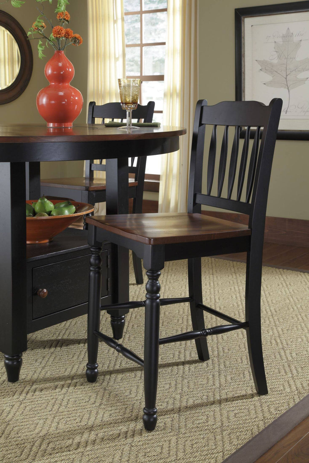 Oak-Black Slatback Counter Chair I833
