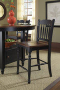 Oak-Black Slatback Counter Chair I833