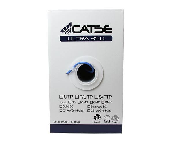 Cat5e Unshielded Bulk Ethernet Cable, Indoor, cm Rated, UTP, 24 AWG White T83190
