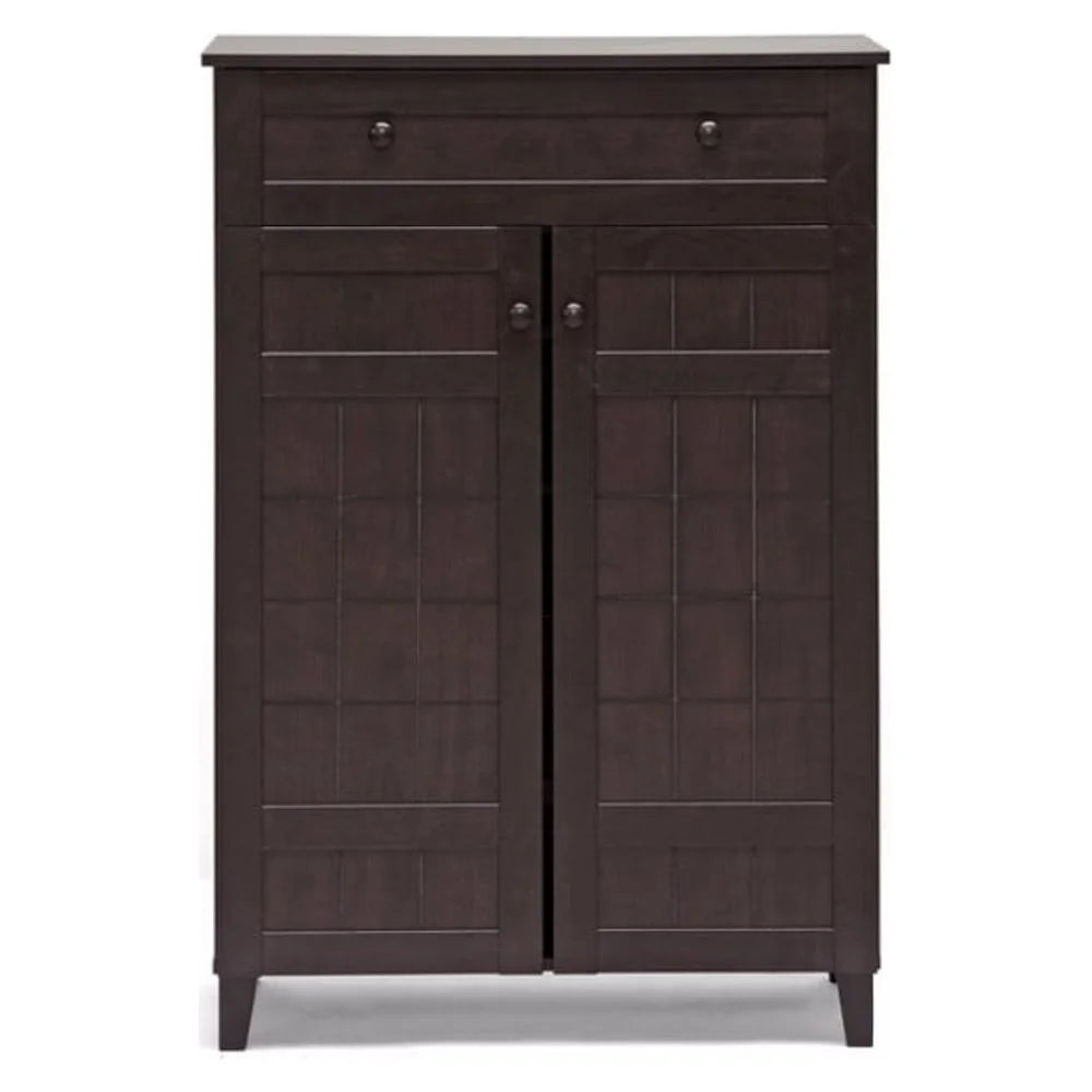 Dark Brown Wood Shoe Cabinet Q392566