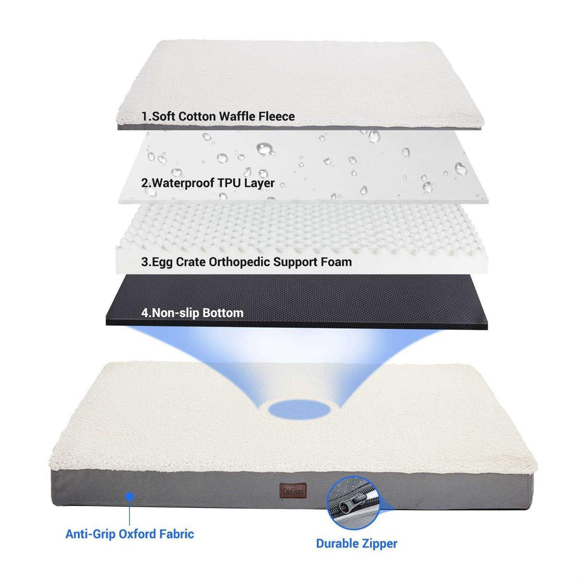 Orthopedic Dog Bed with Egg Foam and Non-Slip Bottom Z2605