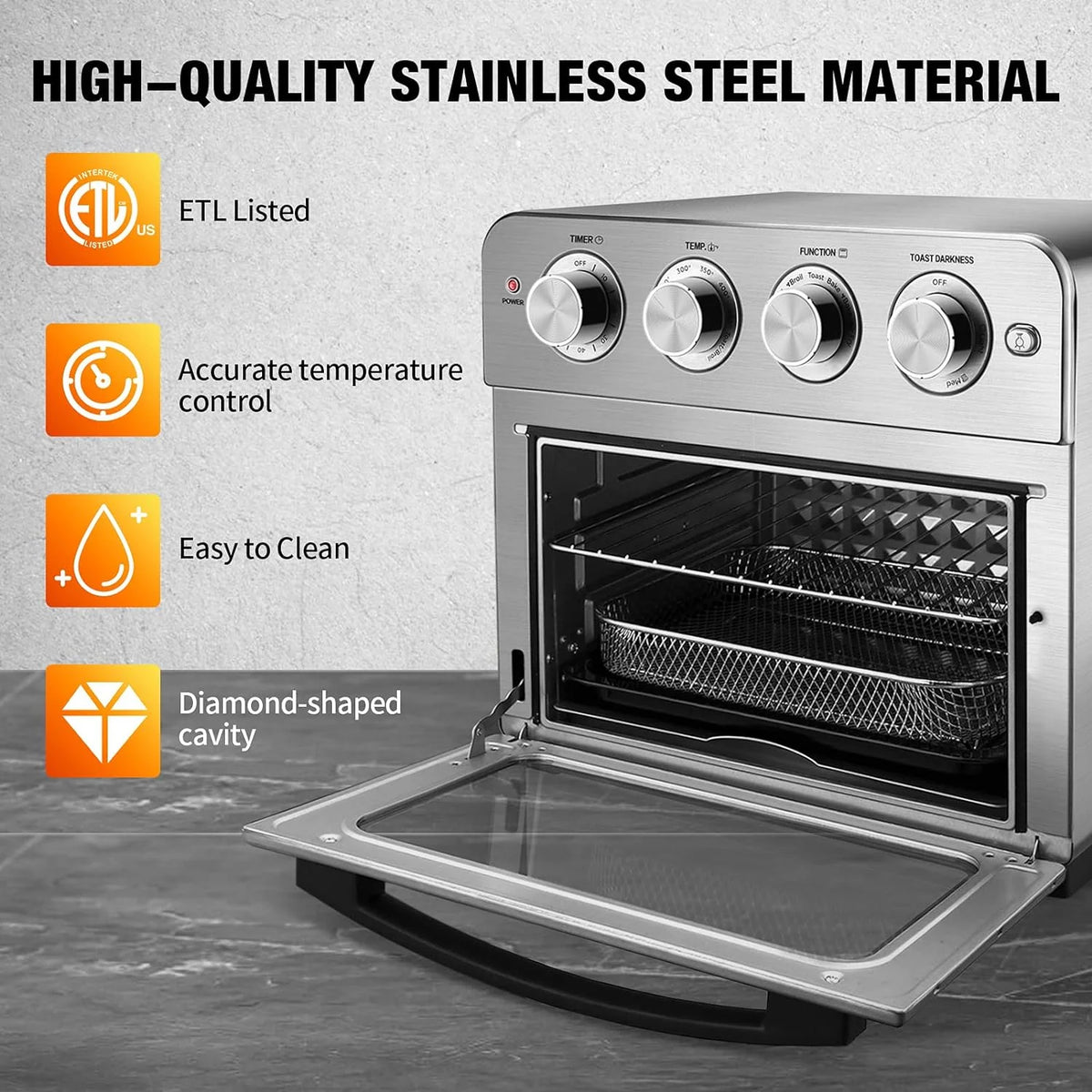 6 Slice 24.5QT Air Fryer Toaster Oven Combo, Stainless Steel V6454