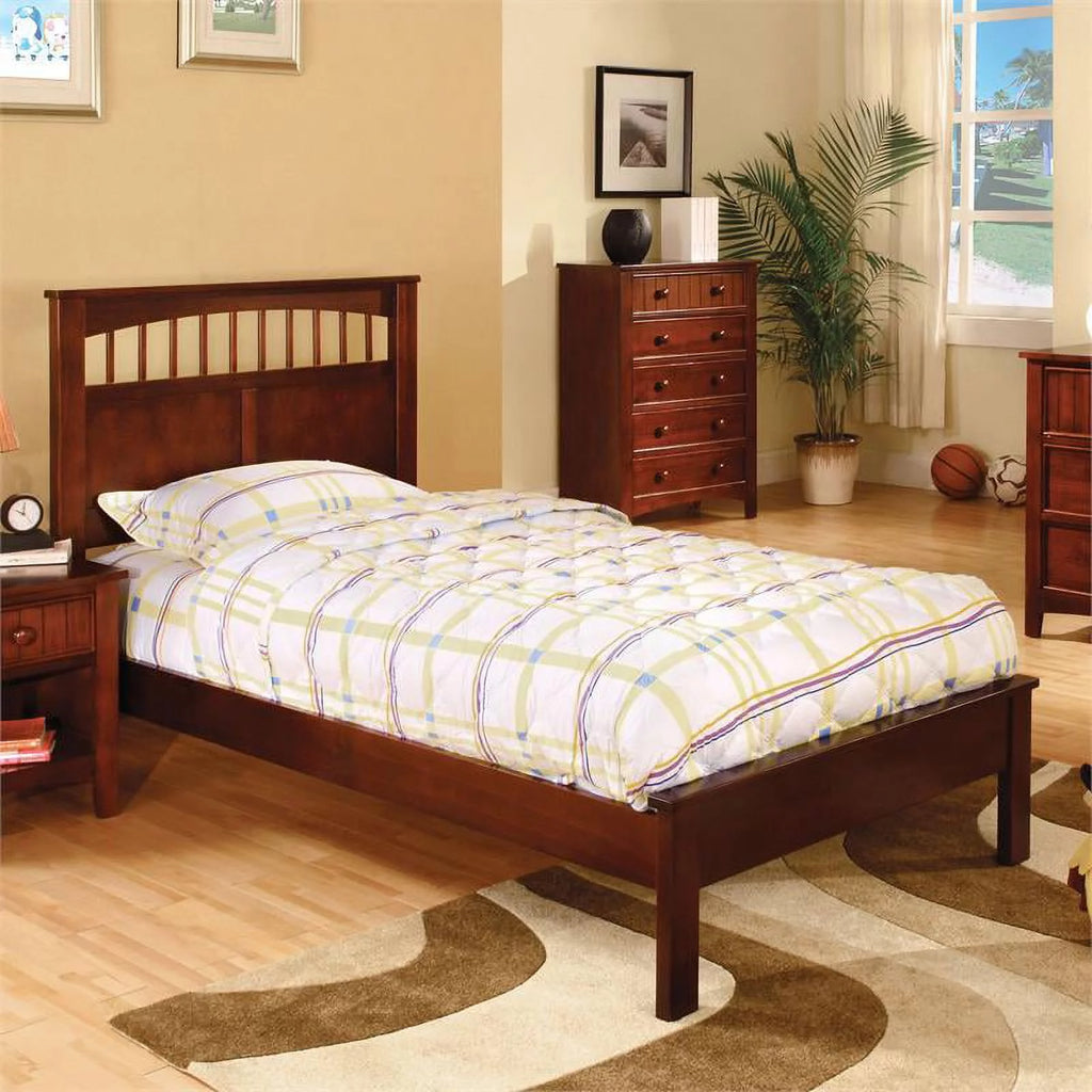 Cherry Wood Platform Twin Bed R56484