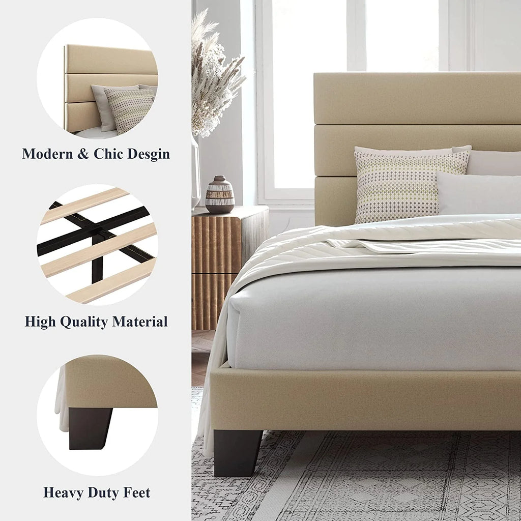 Queen Size Fabric Upholstered Platform Bed Frame X927