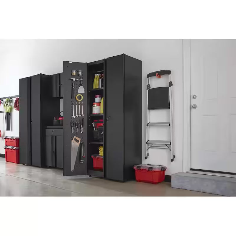 24-Gauge Steel Freestanding Garage Cabinet in Black N476414