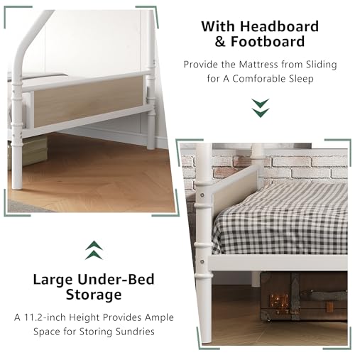 Twin Over Twin Metal Bunk Bed with Safety Guard Rails B72930