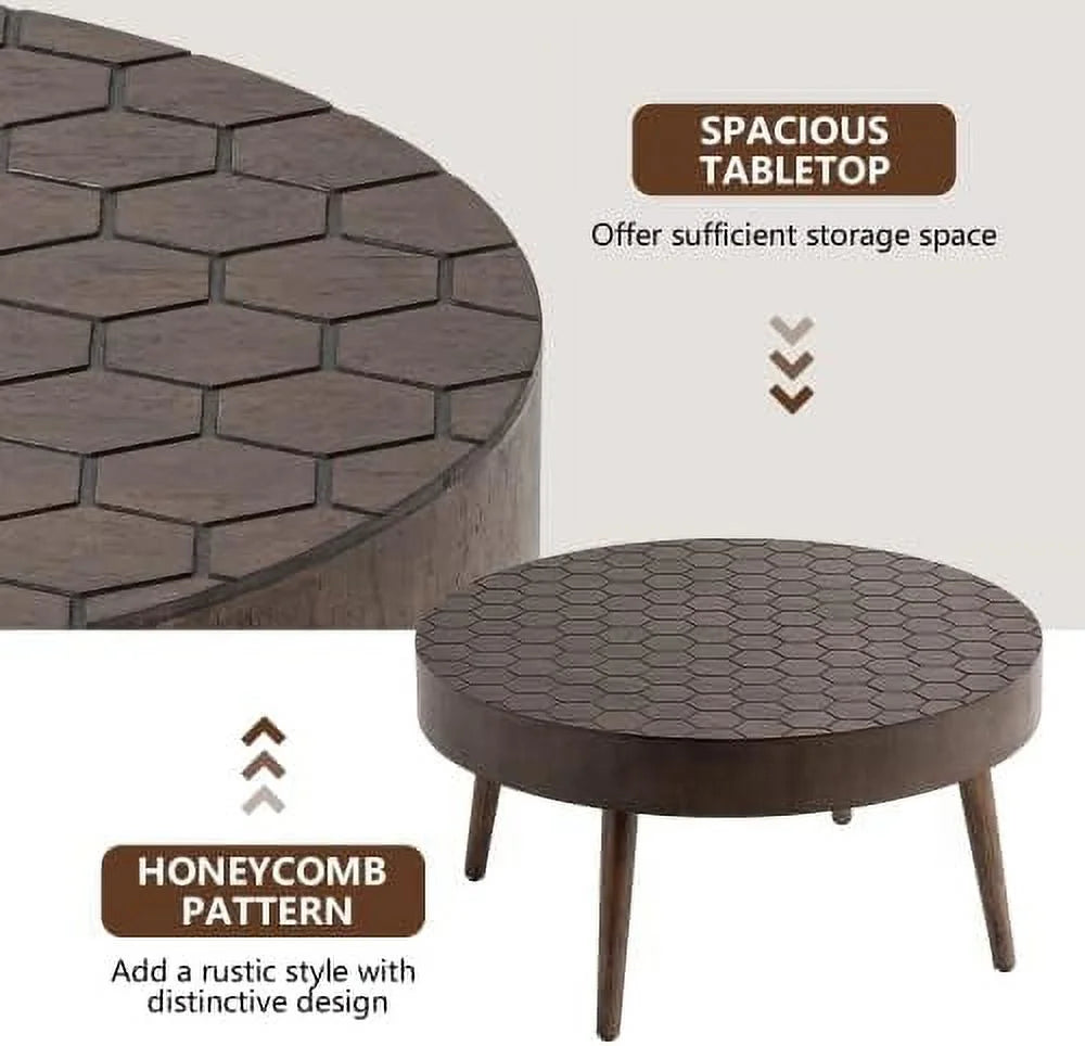 2 Piece Round Nesting Coffee Table Set Wood Z644