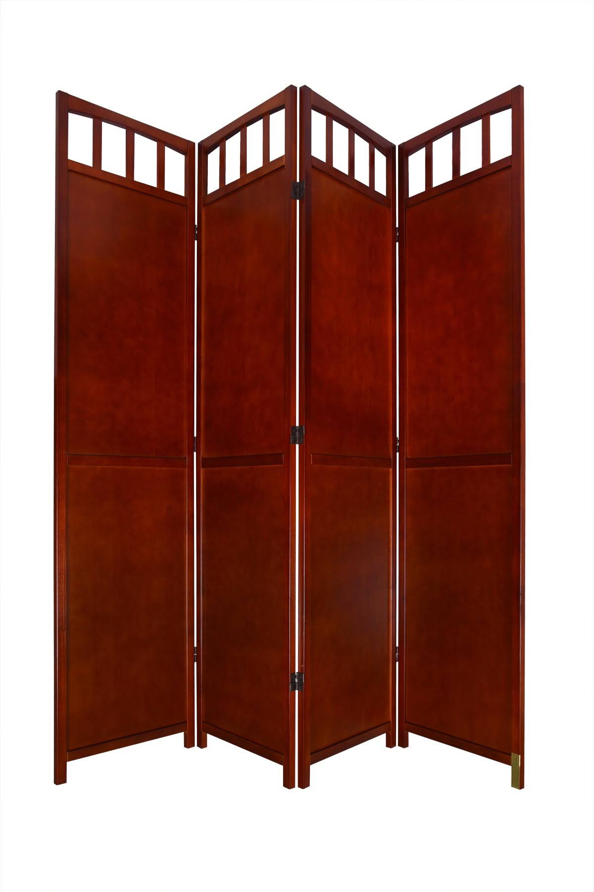 4 Panel Solid Wood Room Divider Walnut J721