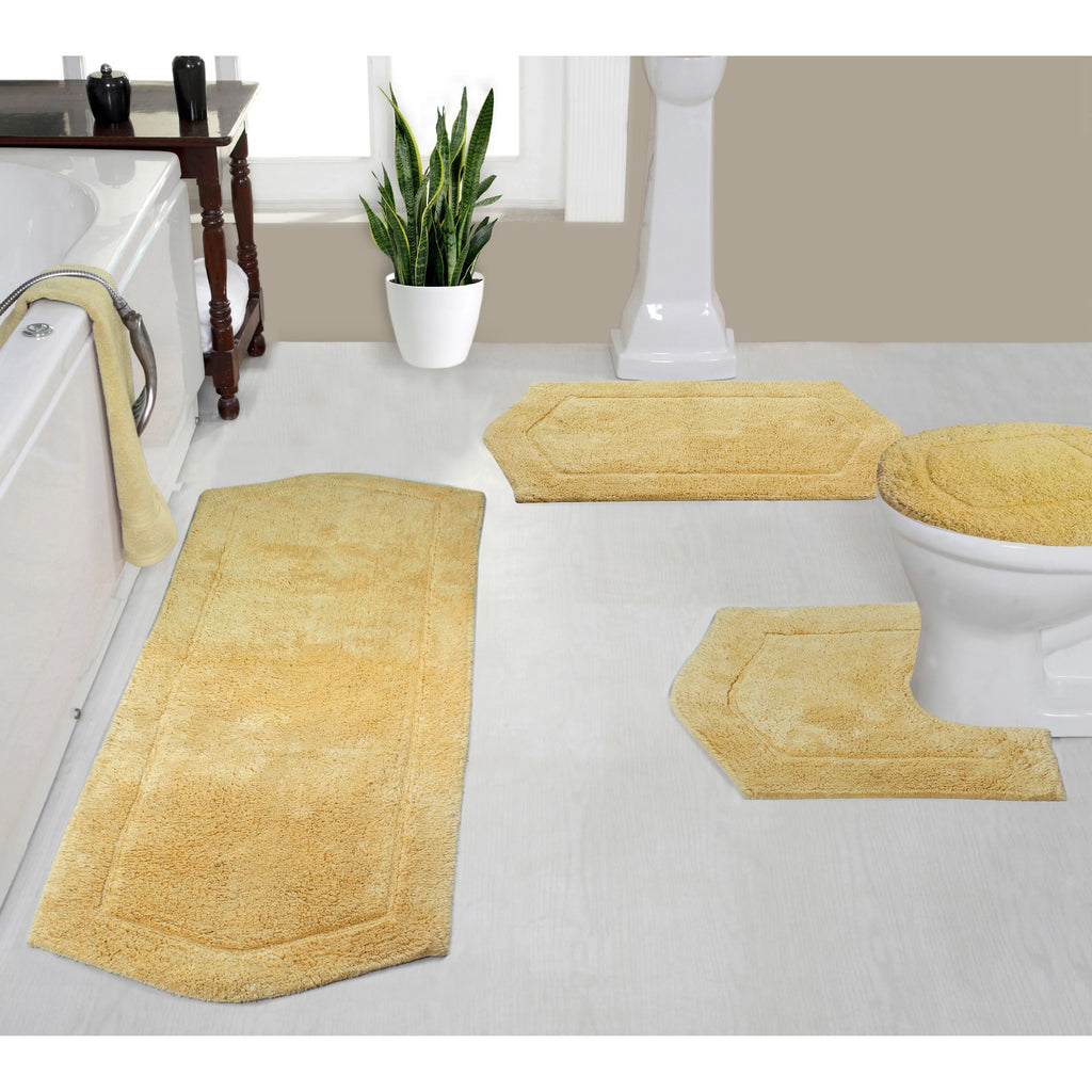 Absorbent Cotton Soft Bathroom Rug 4 Piece Set with Lid Cover U6097