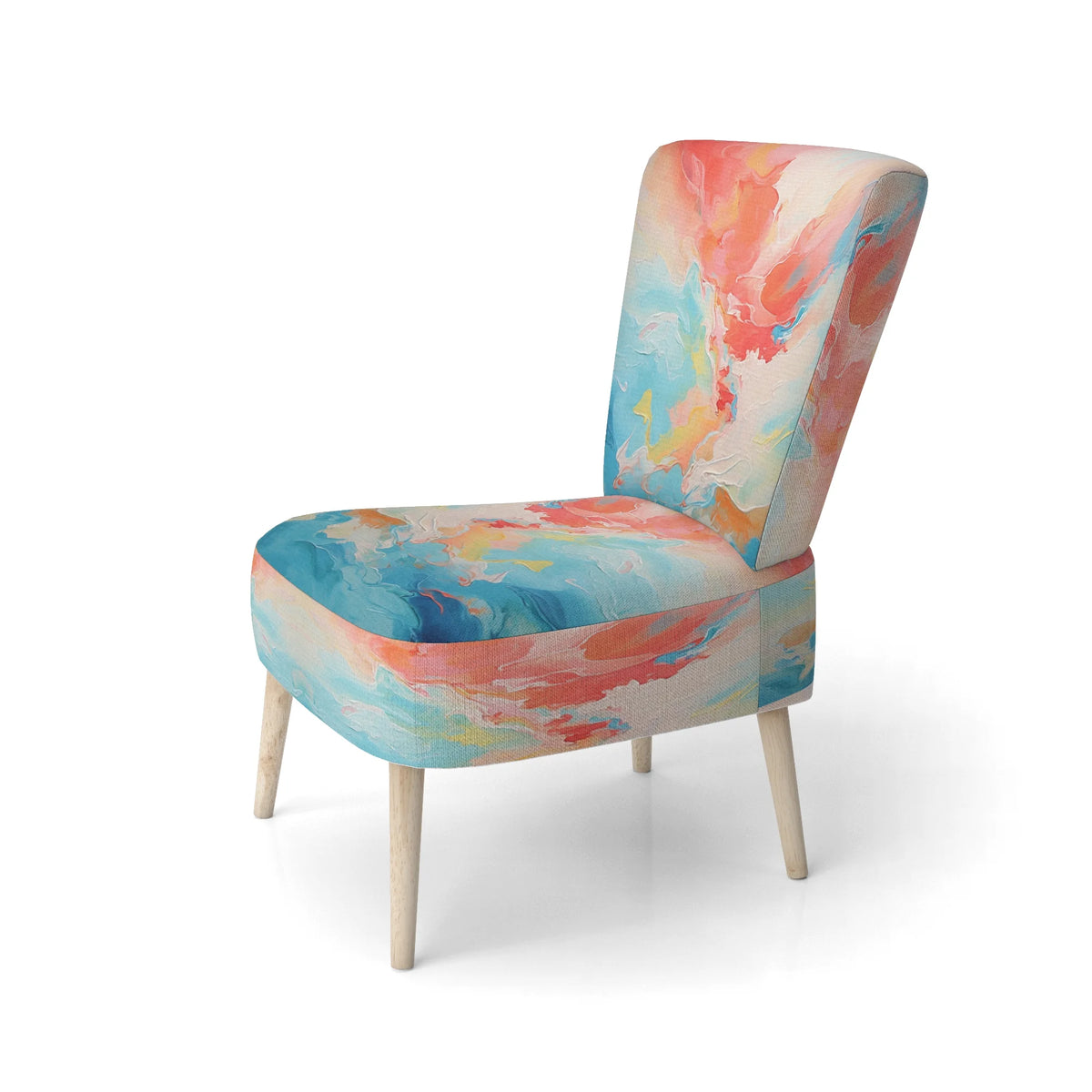 Upholstered Abstract Accent Chair and Mid-Century Modern Arm Chair B64524