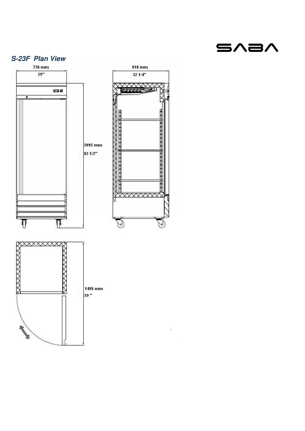 23 cu ft Stainless Steel Upright Reach-in Freezer Q421