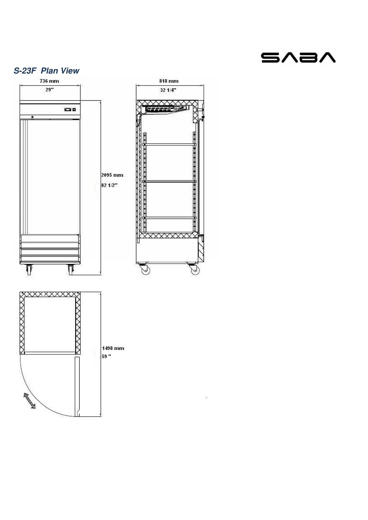 23 cu ft Stainless Steel Upright Reach-in Freezer Q421