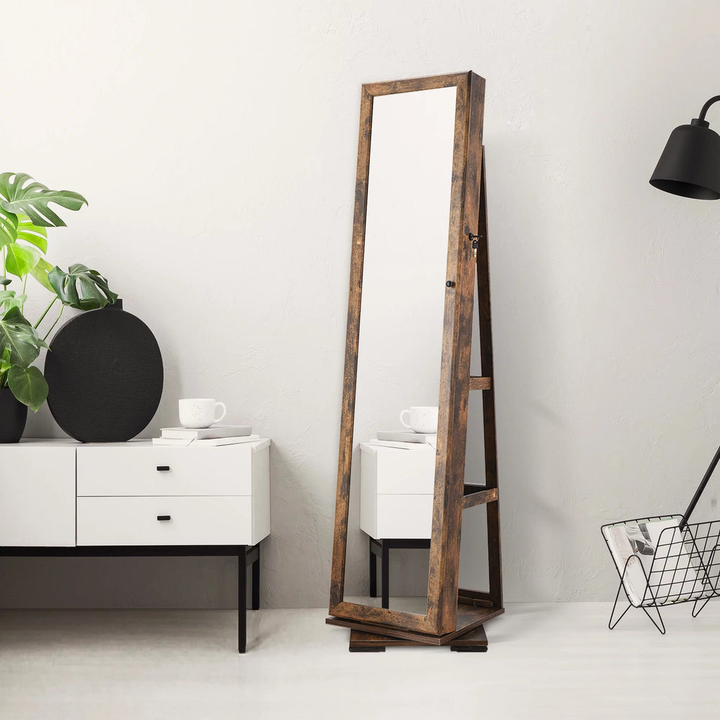 Brown Free-Standing Mirror Jewelry Armoire K447569