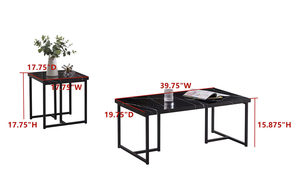 3 Piece Faux Marble Coffee Table End Table Set B62695