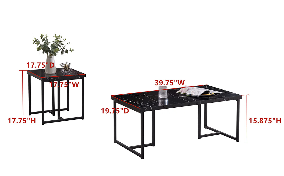 3 Piece Faux Marble Coffee Table End Table Set B62695