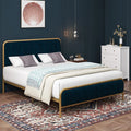 Queen Size Metal Bed Frame with Upholstered Headboard Y543918