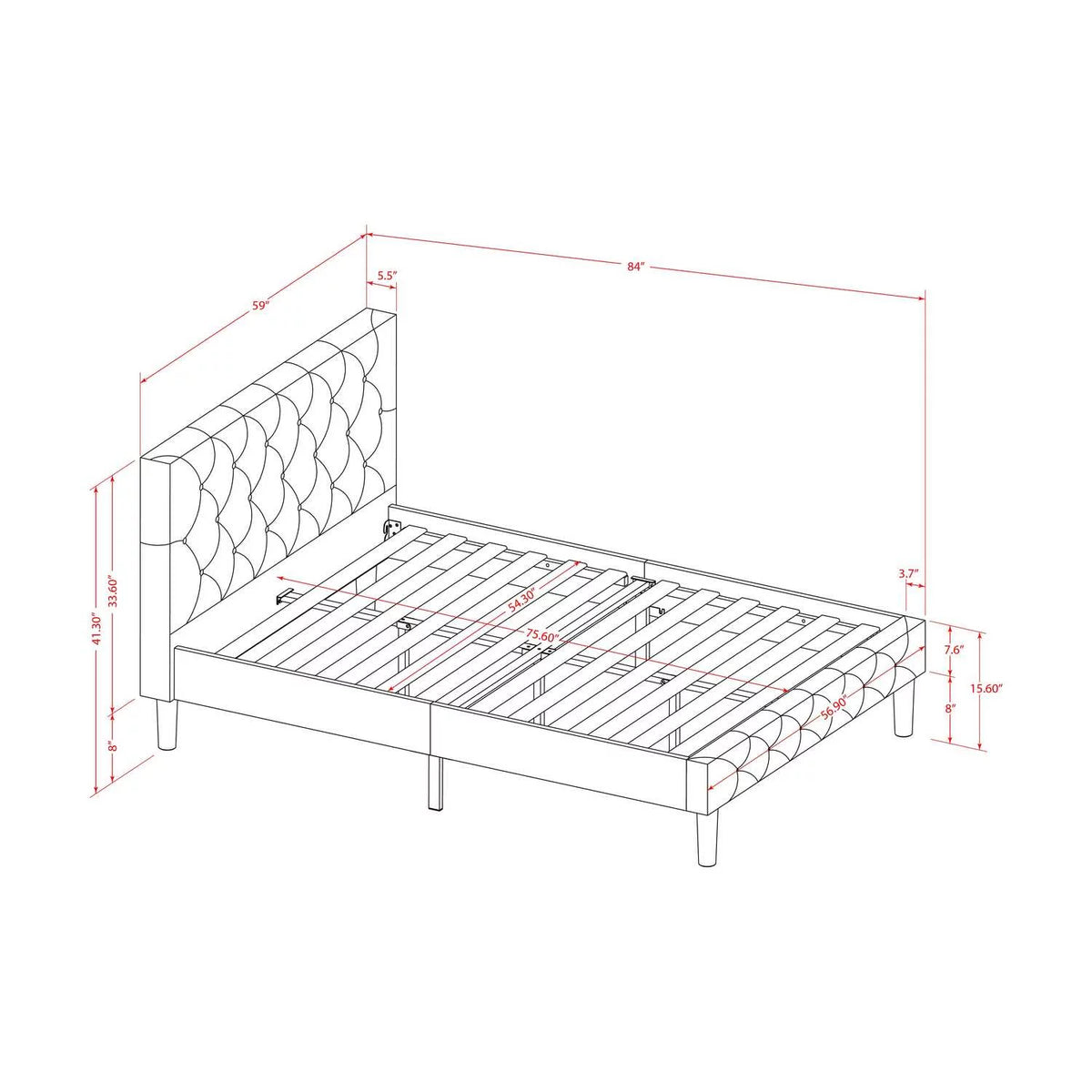 2 Pieces Wood Full Bedroom Set X5040
