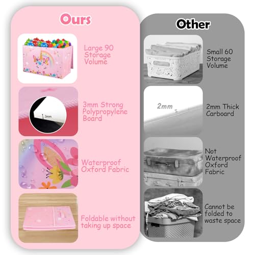 Pink Collapsible Toy Box with Lids E423