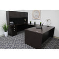 Mocha 71-Inch U-Shape Desk with File Storage Pedestal and Hutch S5815