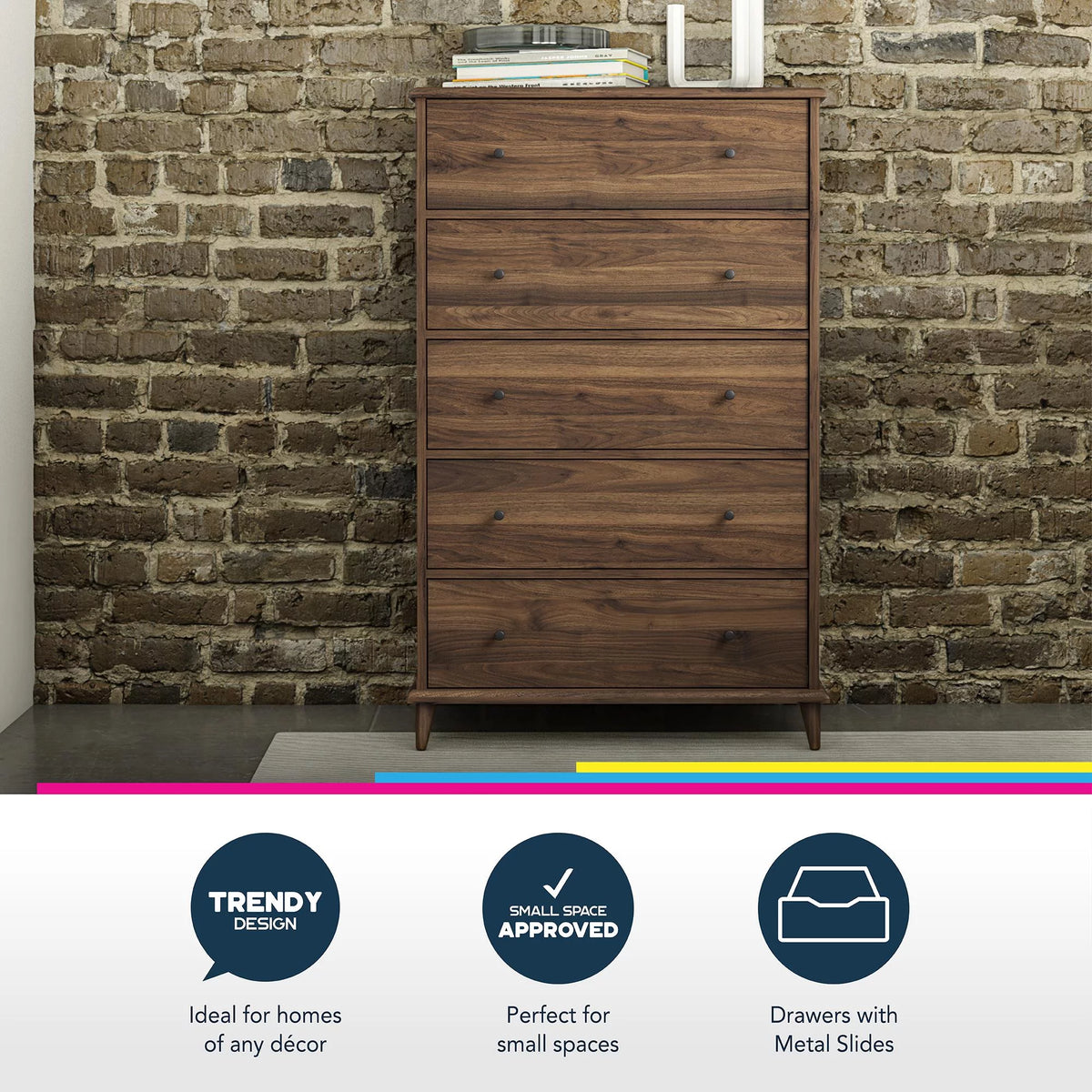 Ivory Oak 5-Drawer Dresser W267