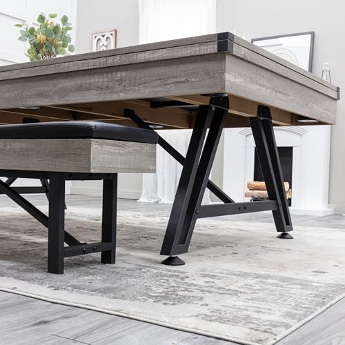 3-in-1 Pool Poker Dining Table Black Felt Flip Top Bench Storage Z19348