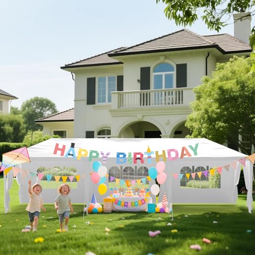 10'x30' White Party Tent with 8 Removable Sidewalls V4201