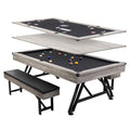 3-in-1 Pool Poker Dining Table Black Felt Flip Top Bench Storage Z19348