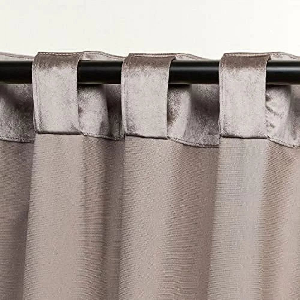 Velvet Light Filtering Hidden Tab Top Curtain Panel Pair, 52"x84", Taupe F18841