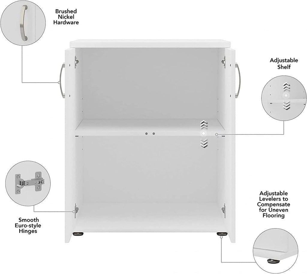 White Laundry Room Storage Cabinet with Doors and Shelves B1140