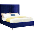 Antique Navy Velvet Full Bed T291