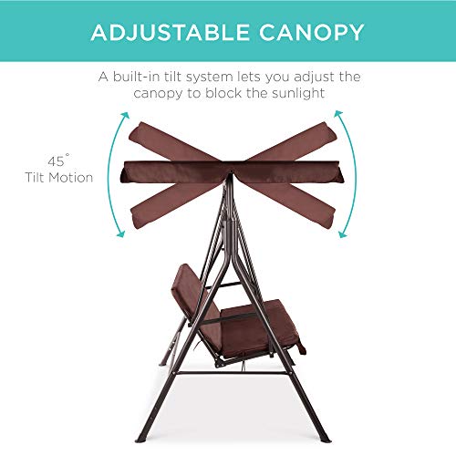 2-Person Outdoor Patio Swing Chair with Convertible Canopy and Cushions R69686