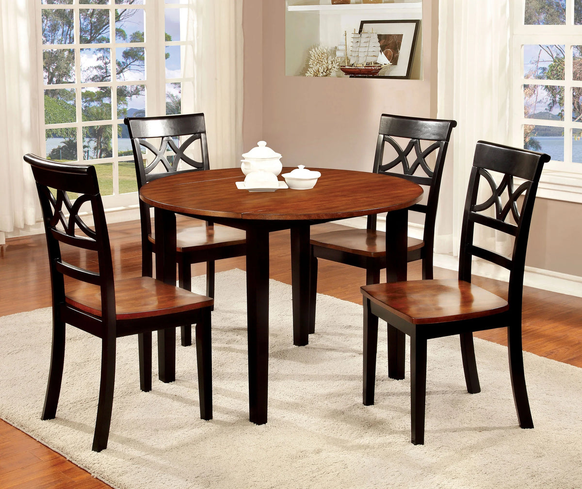 Black and Cherry Wood Dining Chairs, Set of 2 A289