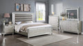 6pc Queen Size Upholstery LED Bed Dresser Mirror Nightstand Chest Wooden Bedroom Furniture Set K36458