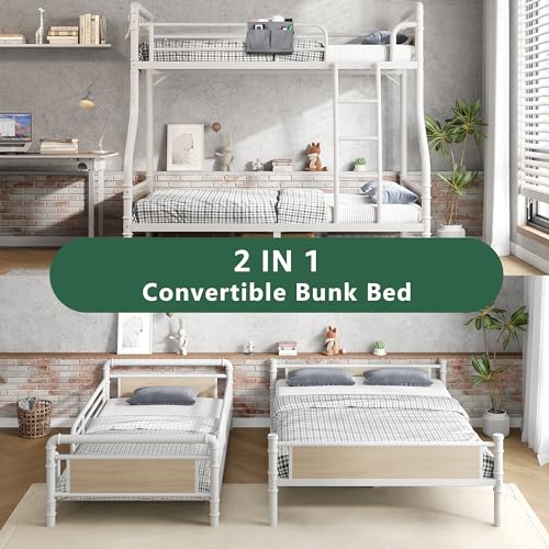 Twin Over Twin Metal Bunk Bed with Safety Guard Rails B72930