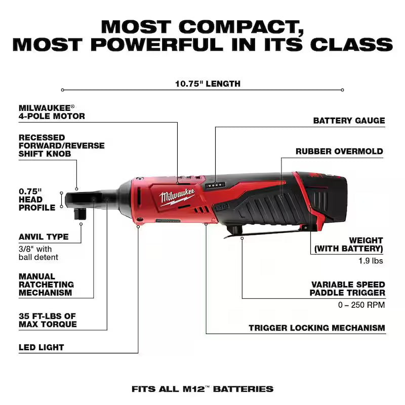 12V Lithium-Ion Brushless Cordless 4-in-1 3/8 in. Drill Driver Kit with 3/8 in. Ratchet C738