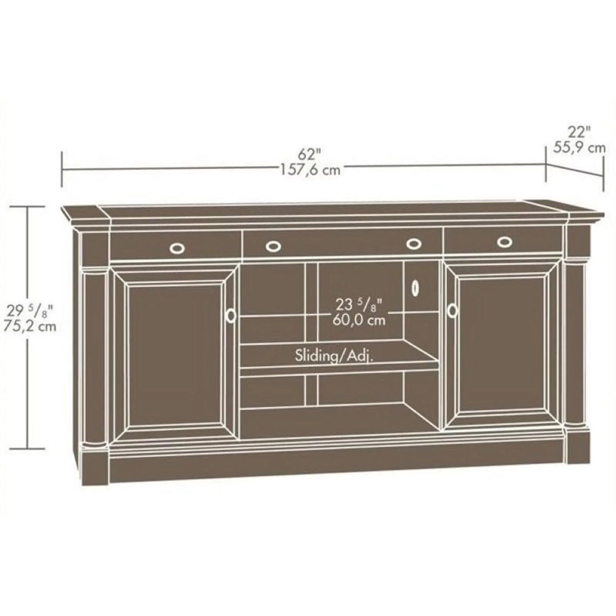 Cherry Credenza Computer Desk with Storage V643