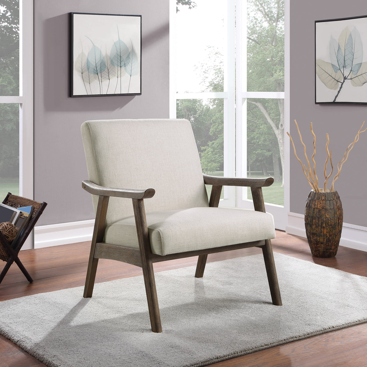 Linen White Fabric Armchair N47459