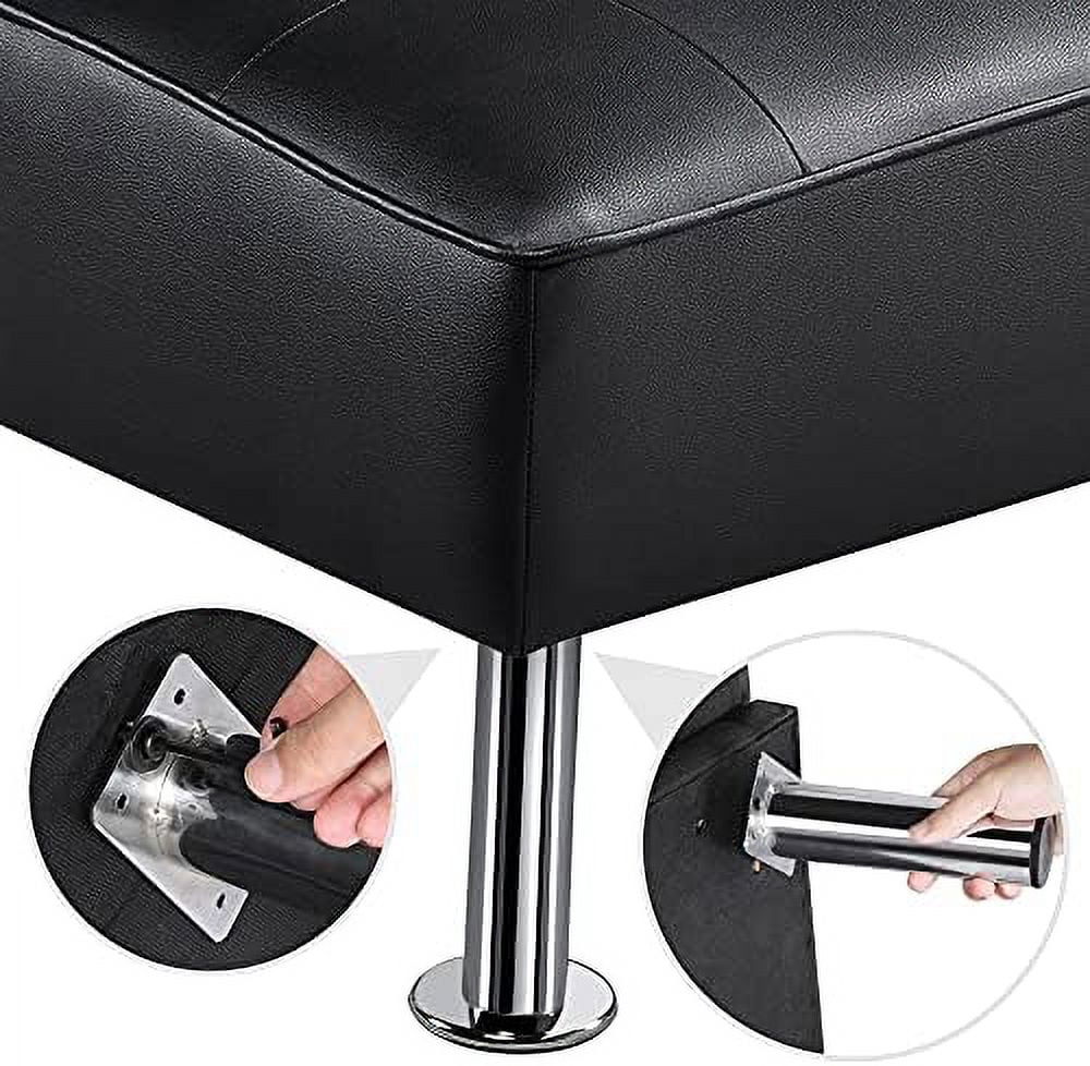 Black Faux Leather Folding Futon Sleeper Bed I443